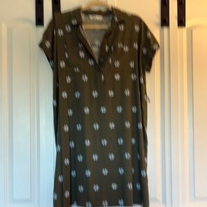 Sonoma Brown and White Polo Collar Short Sleeve Dress